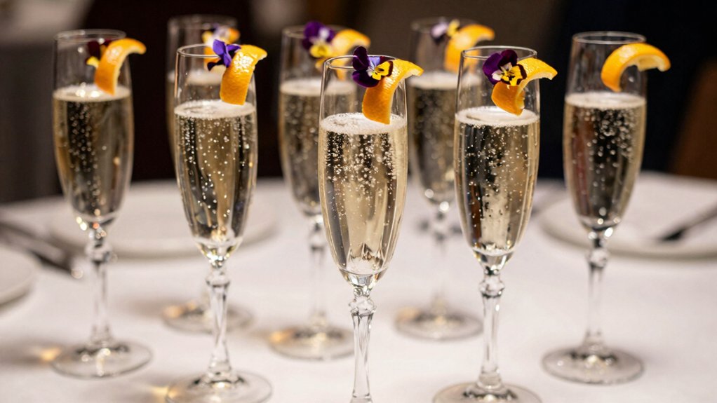 chilled flutes scented layered garnish