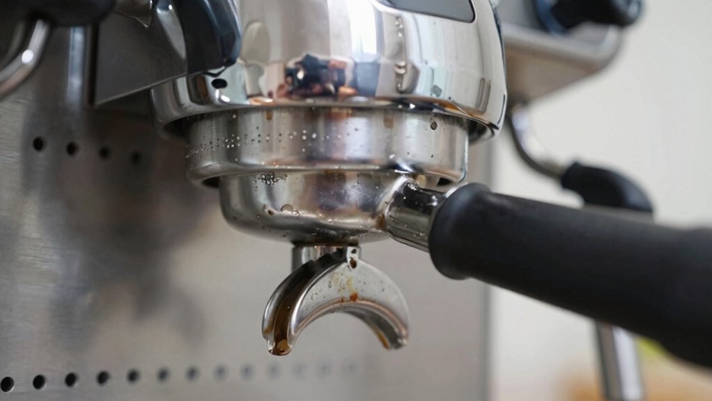 clogged group head causes uneven flow