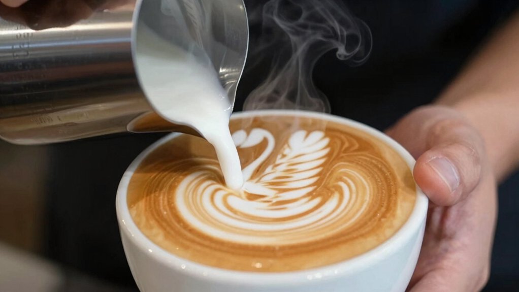 four step swan latte pour
