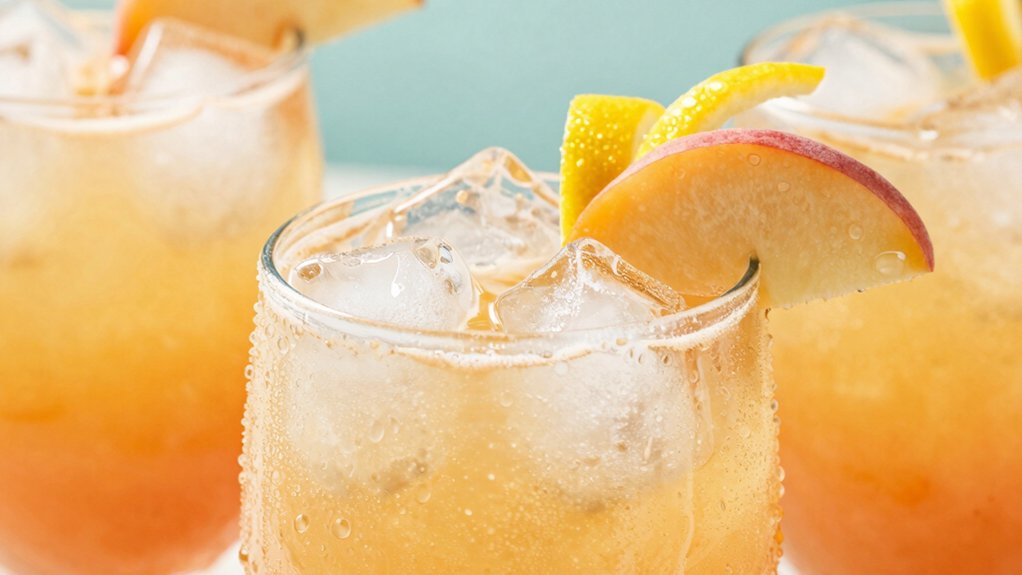 frosty peach lemon slushy cocktail