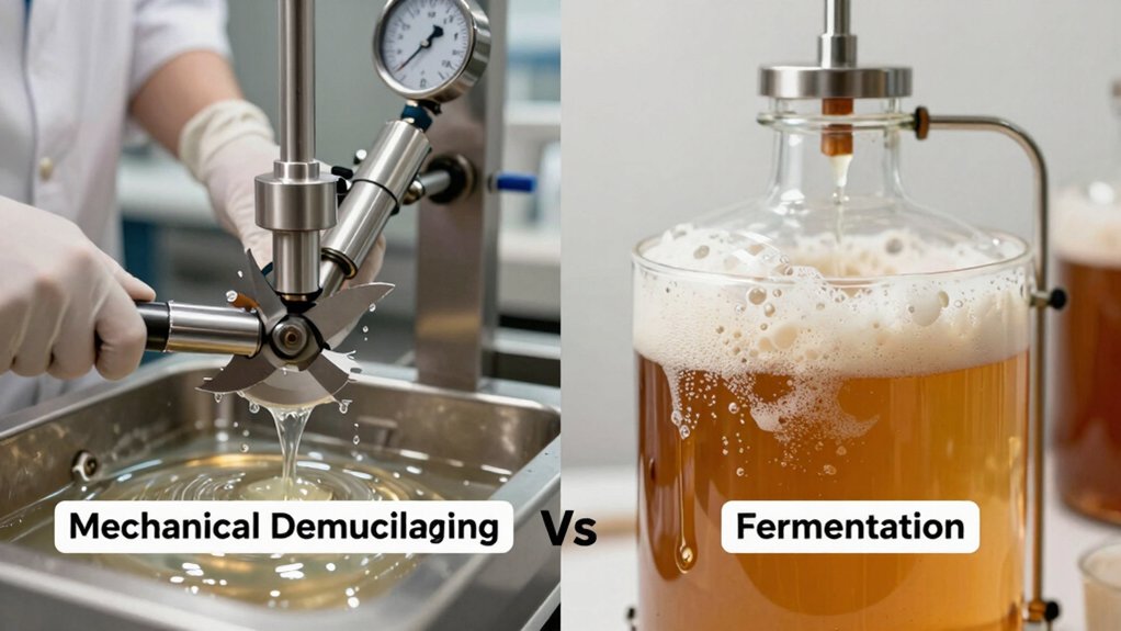 mechanical demucilaging vs fermentation key differences
