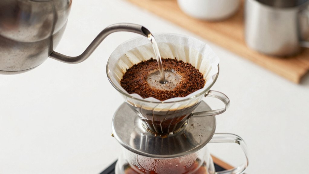 pour over bloom steady pour even grind