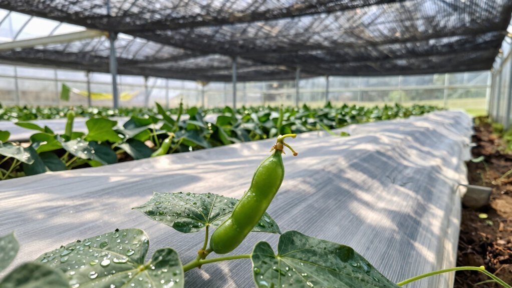 shade cloth keeps bean canopy ventilated