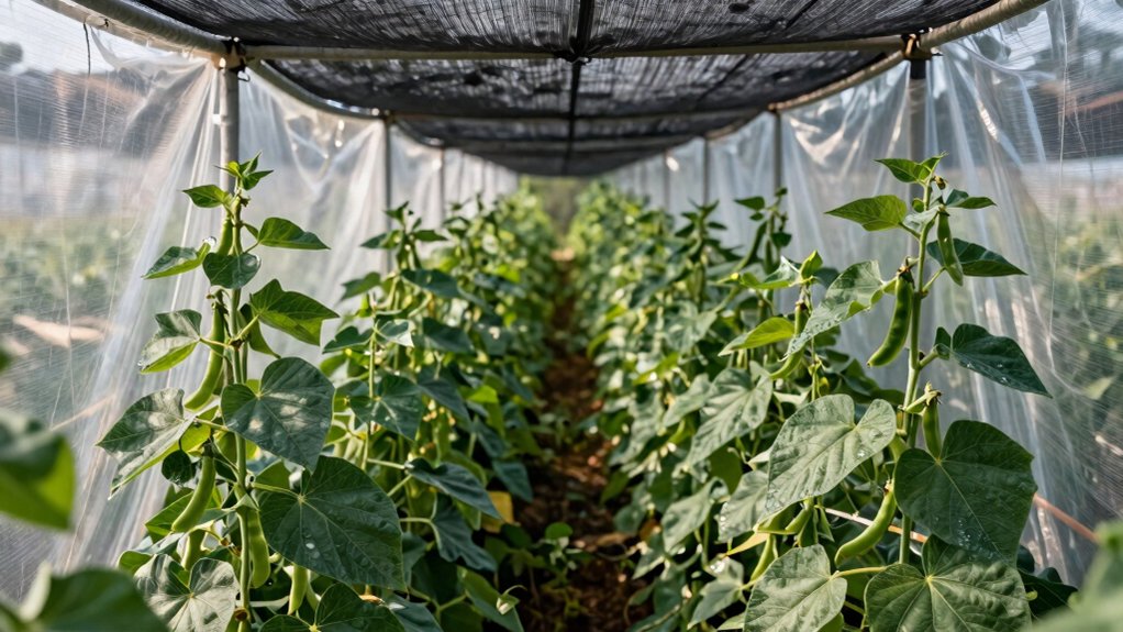 shade cloth over row covers year round