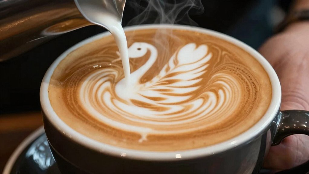 steamed micro foam supports swan artistry