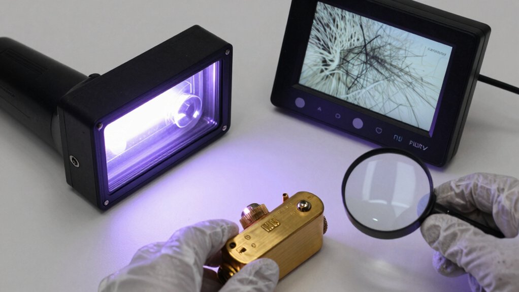 uv light reveals patina inconsistencies