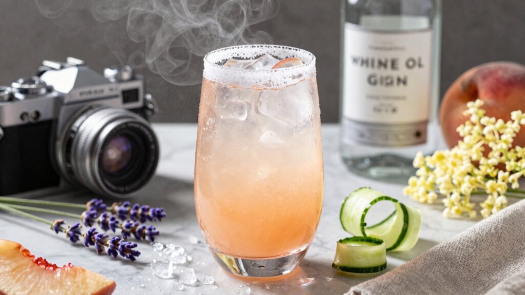 white peach gin fizz recipe highlights
