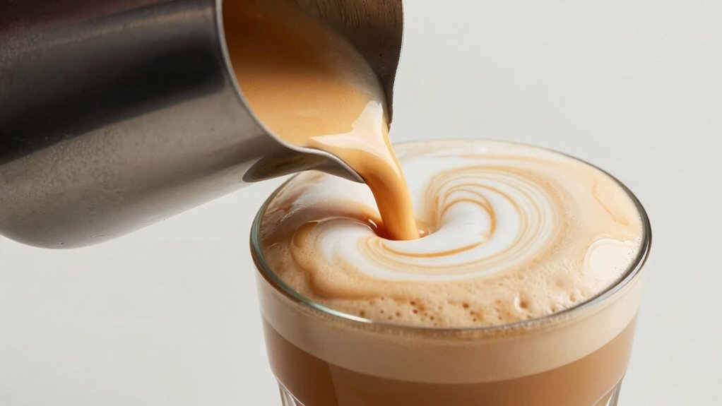 wide base pitcher ensures uniform microfoam thickness